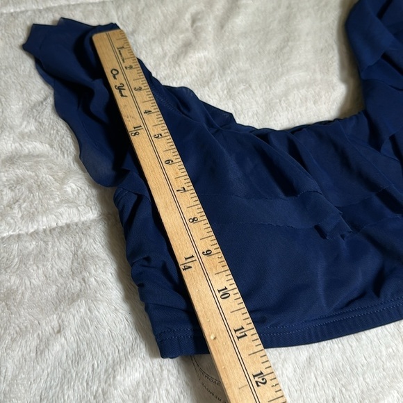 Carmen Marc Valvo Women's Mesh Ruffle Midnight Blue Bikini Top size XS NEW - Picture 8 of 15